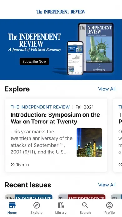 Capturas de tela do The Independent Review