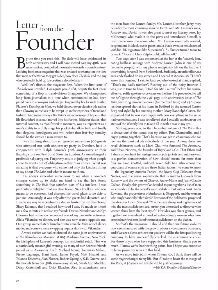Tangkapan layar The Rake Magazine iPad 