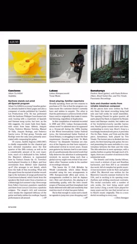 Capturas de tela do Classical Guitar Magazine