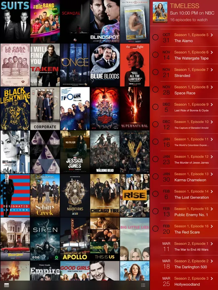 Ảnh chụp màn hình của tv show tracker for iPad iPad 