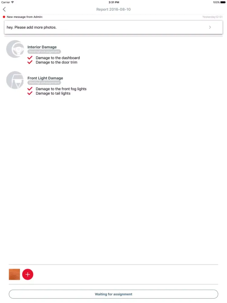 Ảnh chụp màn hình của Meld bilskade iPad 