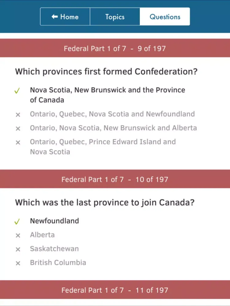 Canadian Citizenship Tests iPad 應用截圖