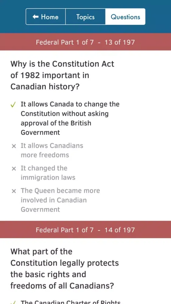 Canadian Citizenship Tests應用截圖