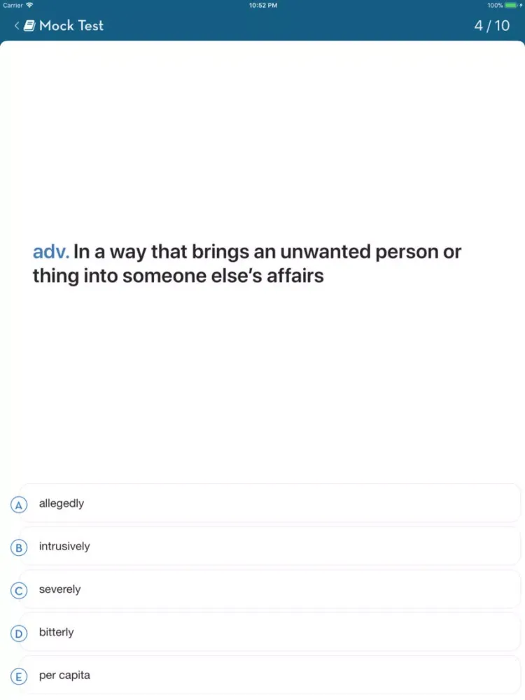 Tangkapan layar IELTS Practice: Vocabulary iPad 