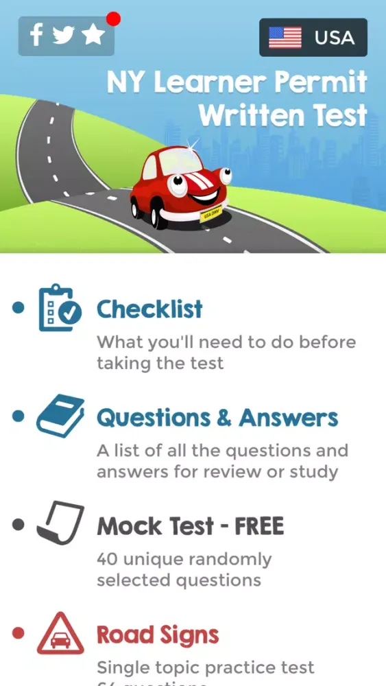 Zrzuty ekranu NY DMV Permit Practice Tests