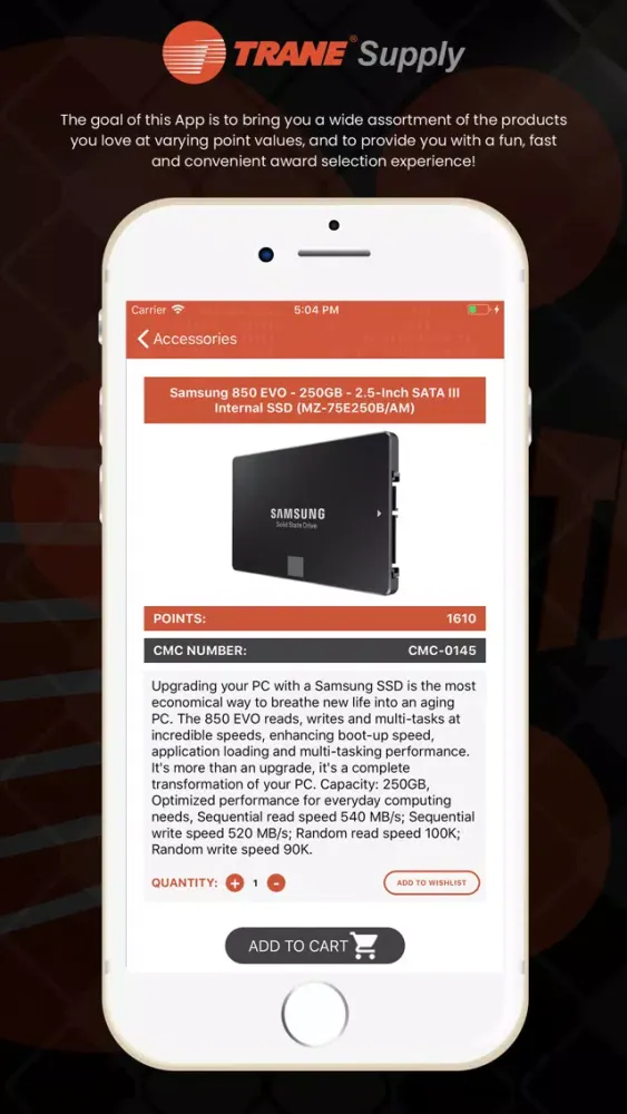 Captures d'écran de Trane Supply Rewards Canada