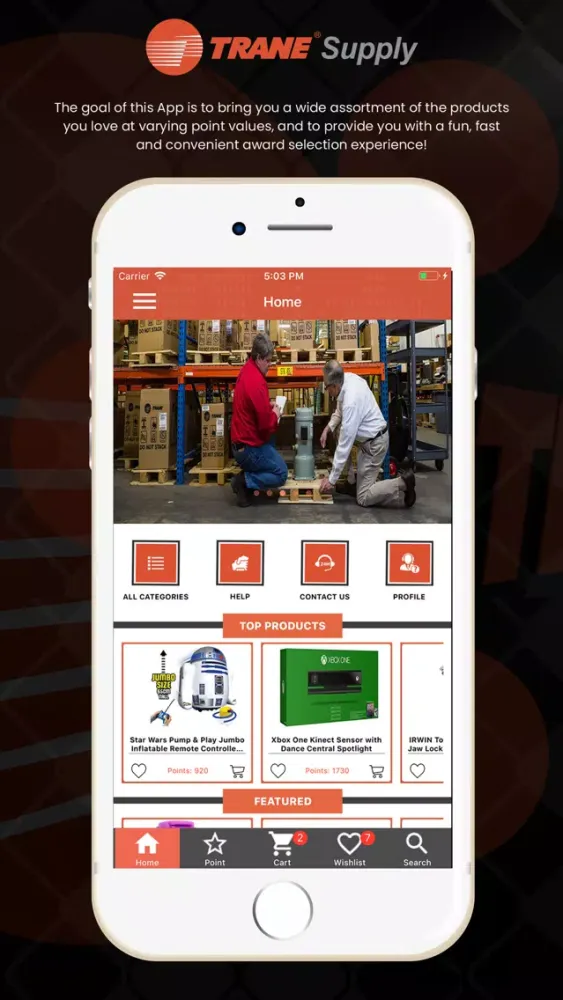 Captures d'écran de Trane Supply Rewards Canada