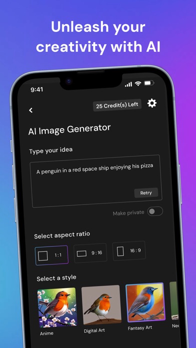 Screenshot di AI Image Generator: Photo, Art