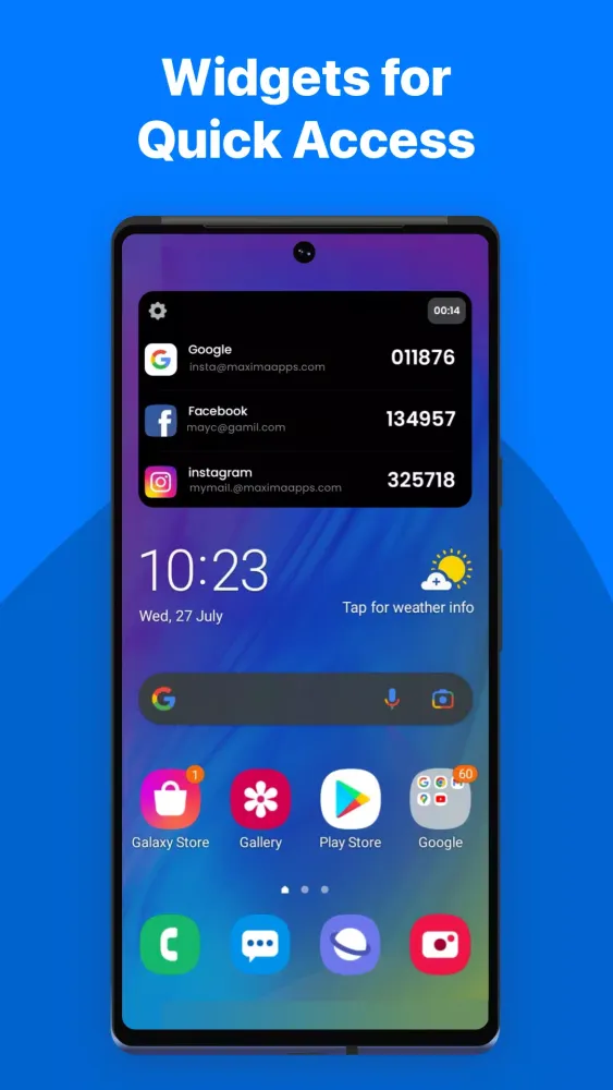 ภาพหน้าจอของ Authenticator App