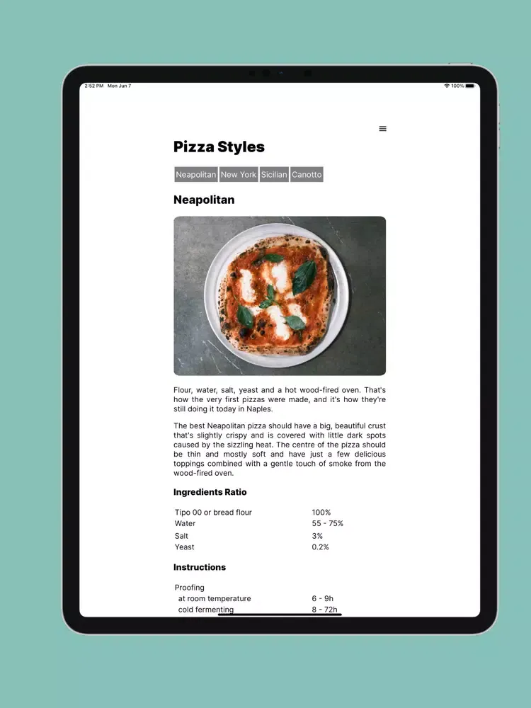 صور The Pizza Dough Calculator iPad 