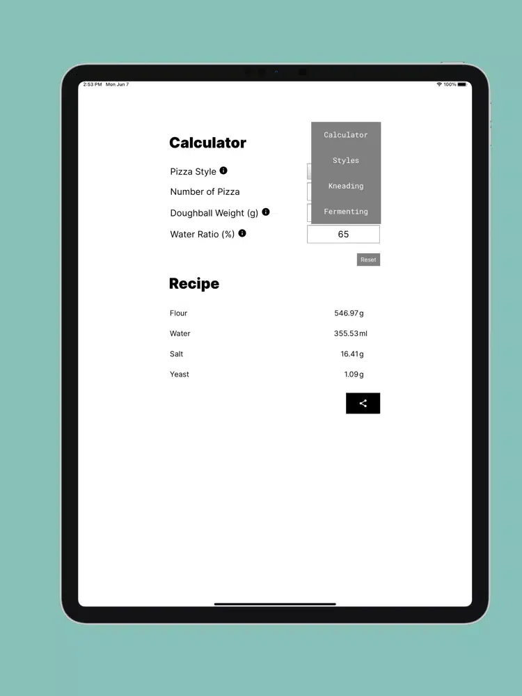 صور The Pizza Dough Calculator iPad 