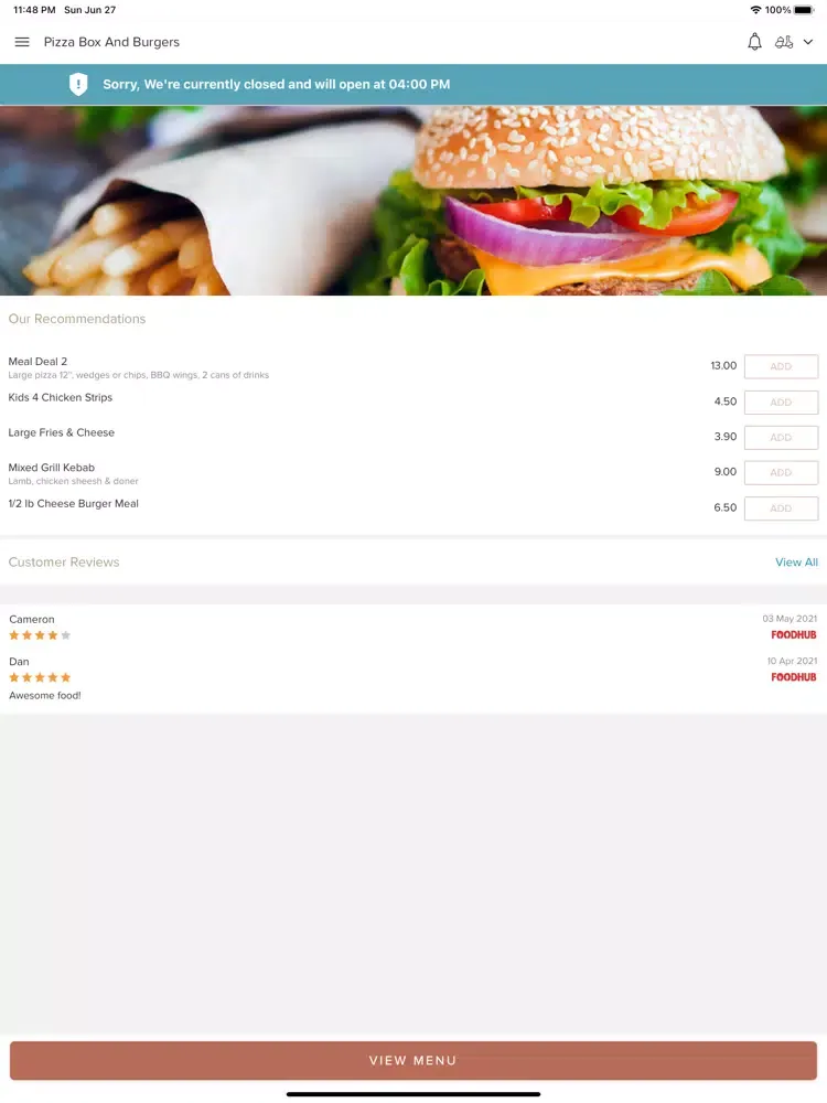 Pizza Box and Burgers iPad 应用截图