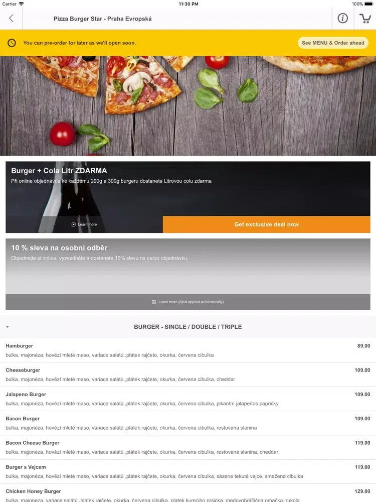 Pizza Burger Star iPad 应用截图