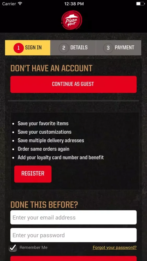 Capturas de tela do Pizzahut Lebanon