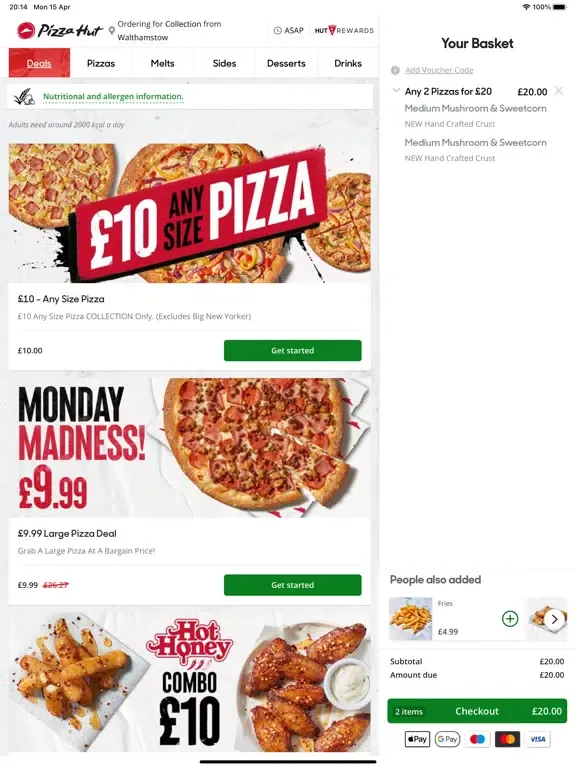 Pizza Hut Delivery & Takeaway iPad  スクリーンショット