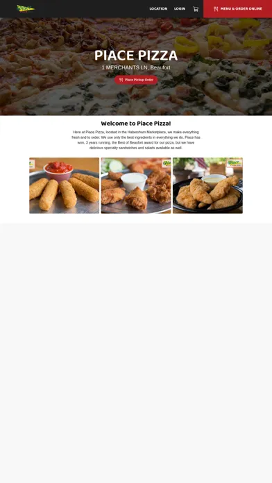 Tangkapan layar Piace Pizza