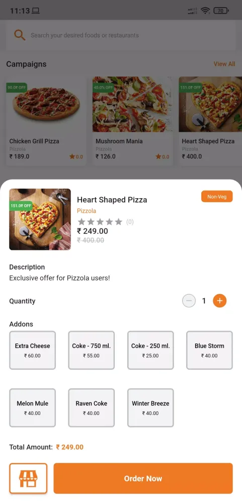 Tangkapan layar Pizzola - Order Food Online