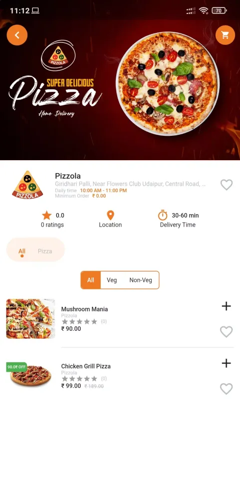 Tangkapan layar Pizzola - Order Food Online