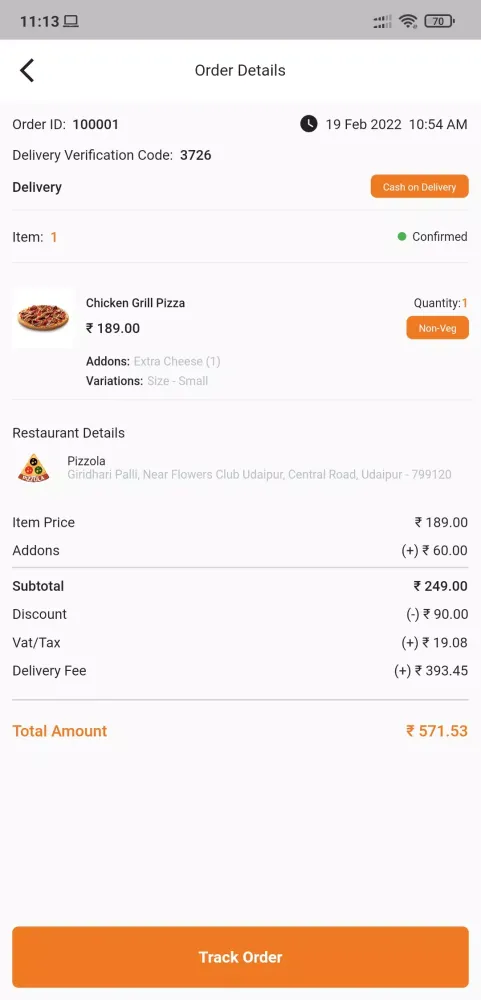 Tangkapan layar Pizzola - Order Food Online
