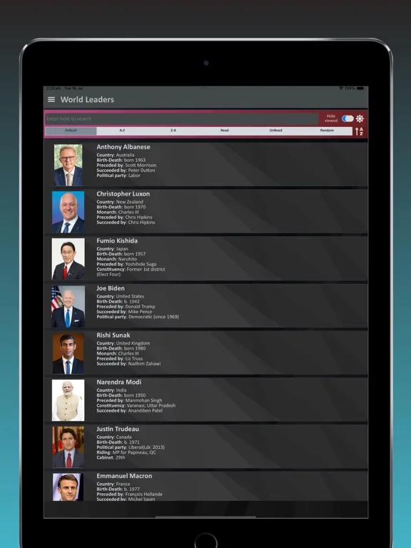 World Leaders Hub iPad 應用截圖