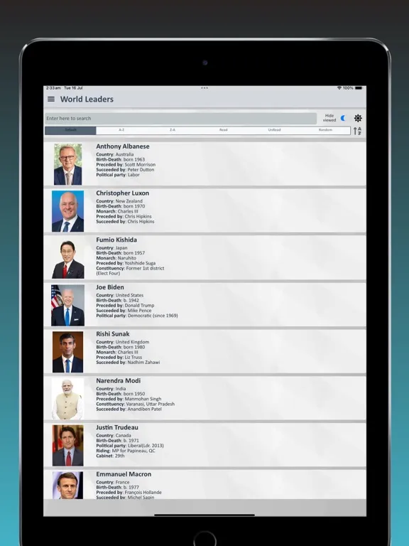 World Leaders Hub iPad 應用截圖