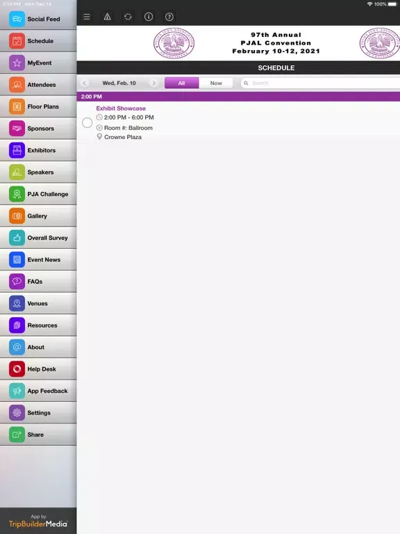 Ảnh chụp màn hình của 2021 PJAL Convention iPad 