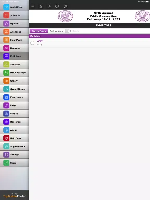 Ảnh chụp màn hình của 2021 PJAL Convention iPad 