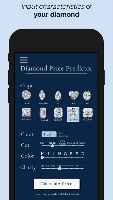 Zrzuty ekranu Diamond Price Predictor