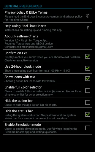 Ảnh chụp màn hình của Realtime Charts for Torque Pro