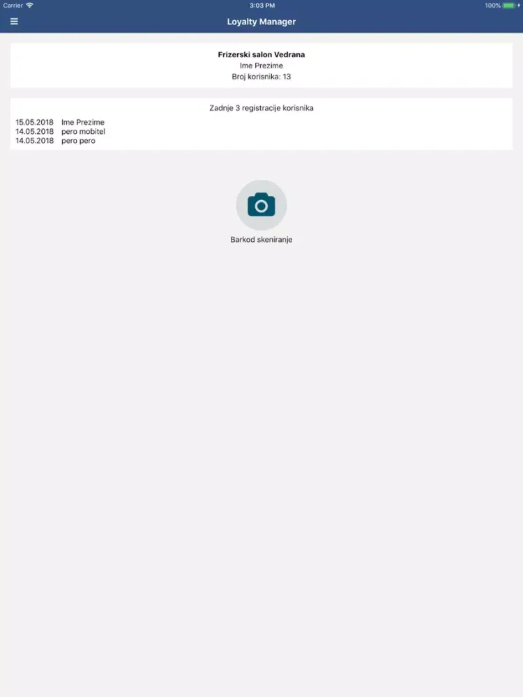 Captures d'écran de Loyalty management iPad 