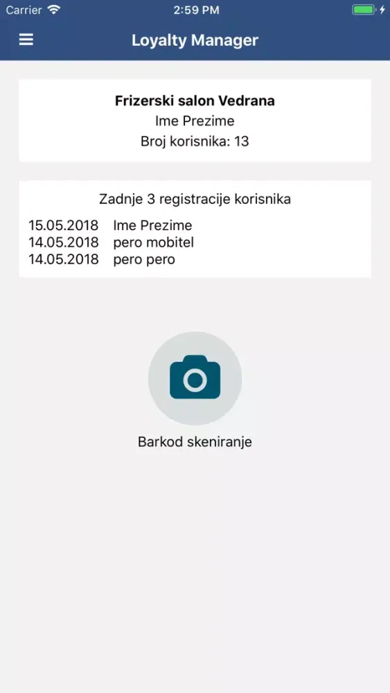 Captures d'écran de Loyalty management