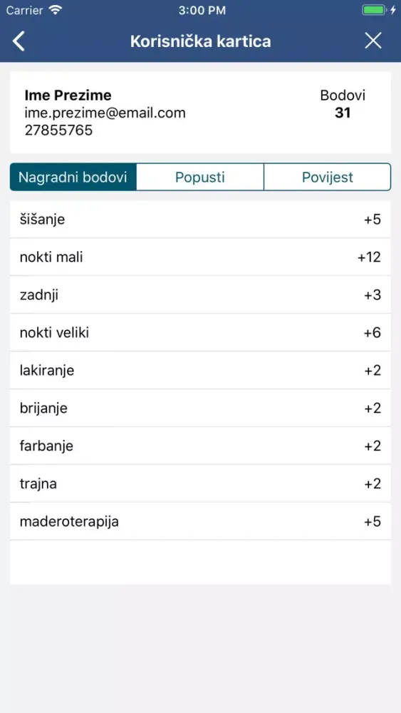 Captures d'écran de Loyalty management