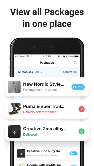 Ảnh chụp màn hình của Package Tracker - pkge Mobile