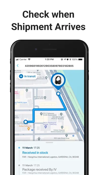 Ảnh chụp màn hình của Package Tracker - pkge Mobile