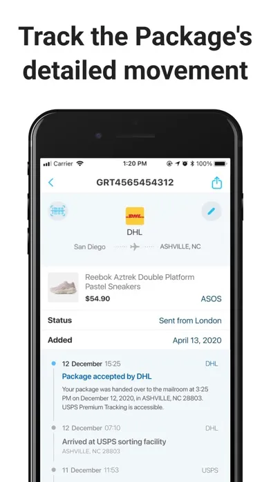 Ảnh chụp màn hình của Package Tracker - pkge Mobile