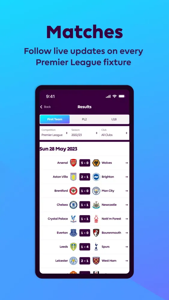Capturas de tela do Premier League - Official App