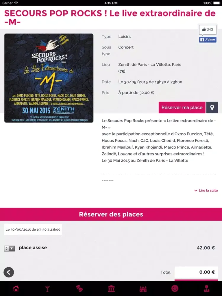 Captures d'écran de Placeminute : billet soirée, festival, concert, musée, théâtre ... iPad 