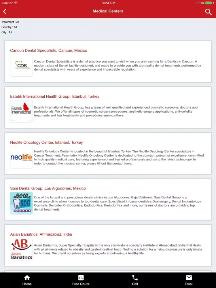 Capturas de tela do PlacidMobile Medical Tourism iPad 