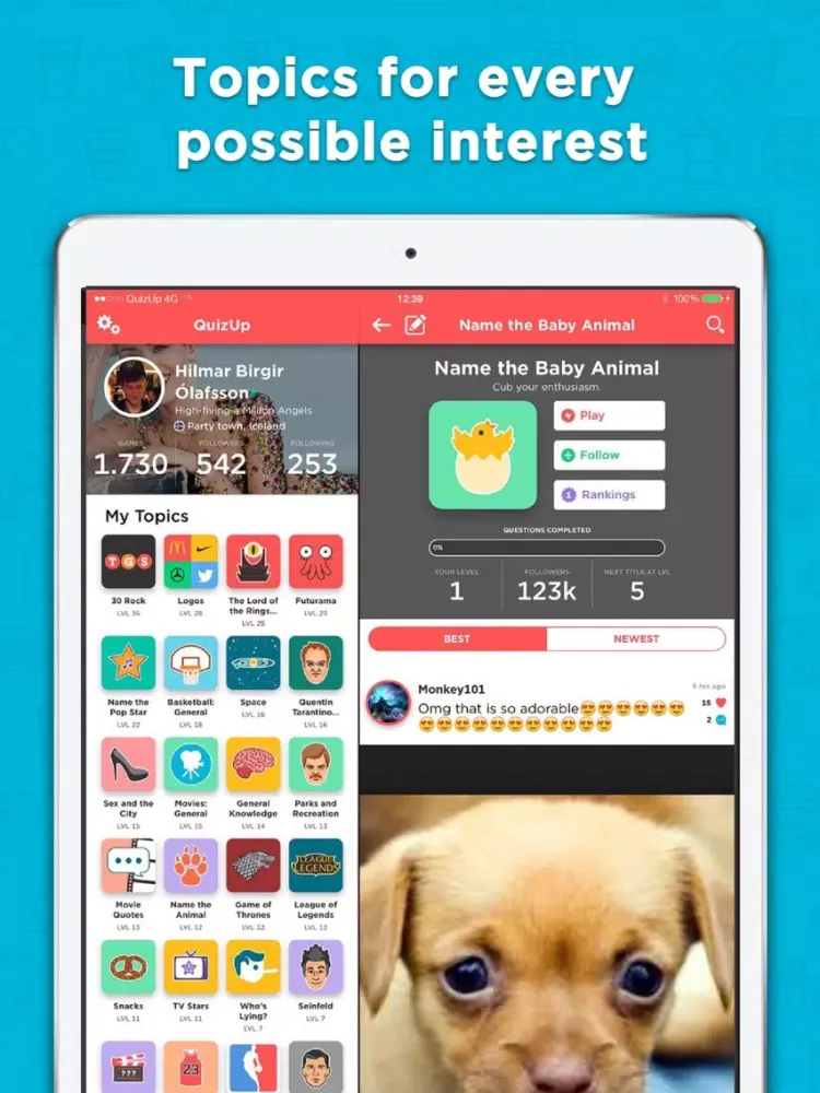 ภาพหน้าจอของ QuizUp® iPad 