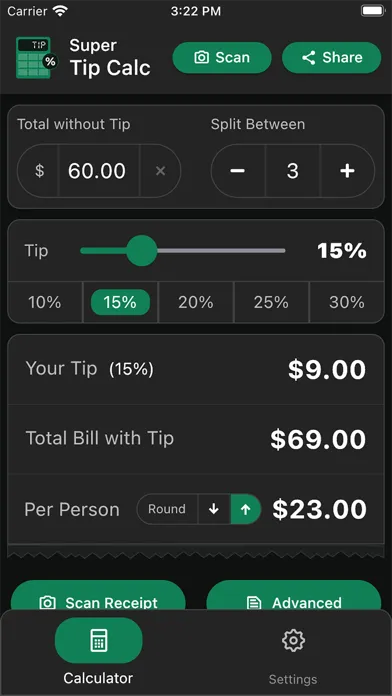 Capturas de pantalla de Tip Calc: Super Tip Calculator