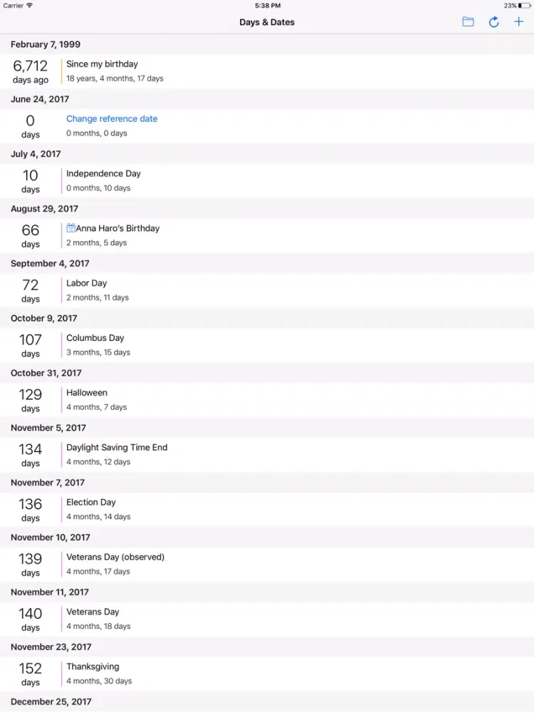 ภาพหน้าจอของ Days & Dates iPad 