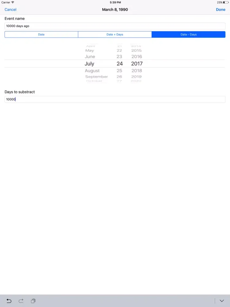 ภาพหน้าจอของ Days & Dates iPad 