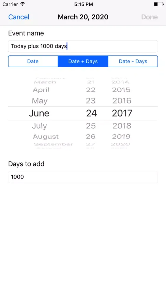 ภาพหน้าจอของ Days & Dates