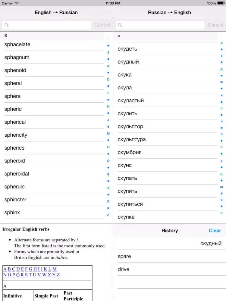 English-Russian/Russian-English Lite iPad 应用截图