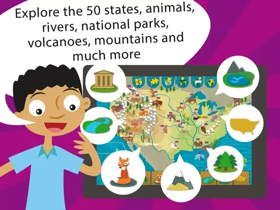 ภาพหน้าจอของ Kids US Atlas - United States Fun Geography Games iPad 