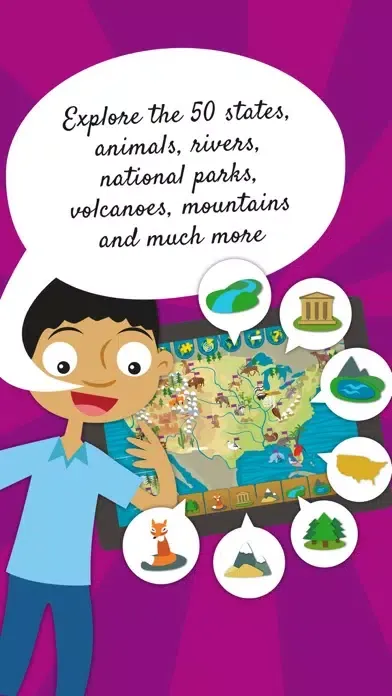 ภาพหน้าจอของ Kids US Atlas - United States Fun Geography Games