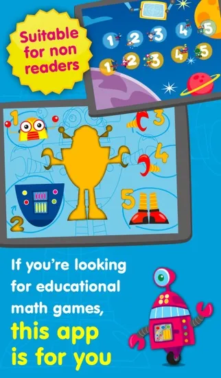 Robots & Numbers - games to learn numbers and practice counting, sums & basic maths for kids and toddlers (Premium) Screenshots
