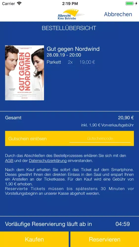 Ảnh chụp màn hình của Albrecht Kino Waldshut
