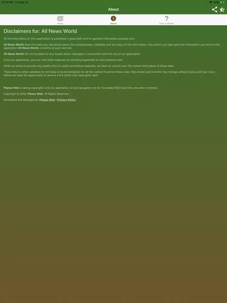 Zrzuty ekranu All News World iPad 