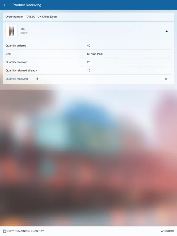 Ảnh chụp màn hình của Planon Warehouse Manager iPad 